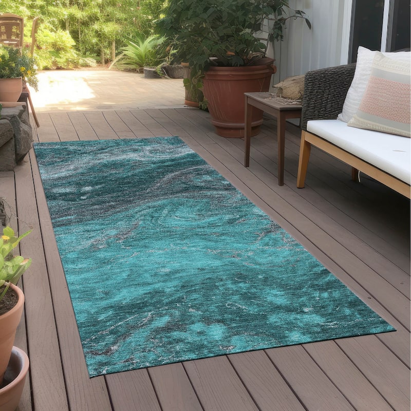 Machine Washable Indoor/ Outdoor Chantille Modern Abstract Rug