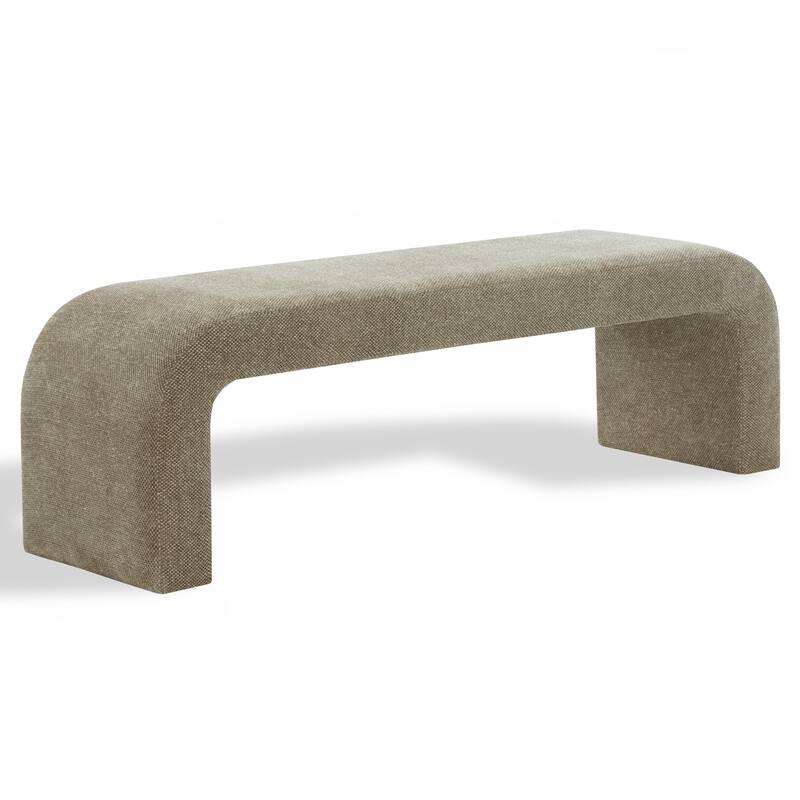 SAFAVIEH Couture Tuyet Curved Waterfall Upholstered Bench (Fully Assembled) - 62" Wx18" Dx19" H - 62"W x 18"D x 19"H