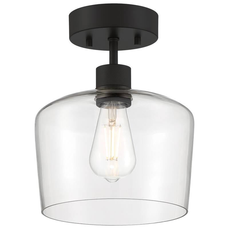 Port Nine Chardonnay LED Semi-Flush Light - Replaceable LED - Clear Glass/Matte Black