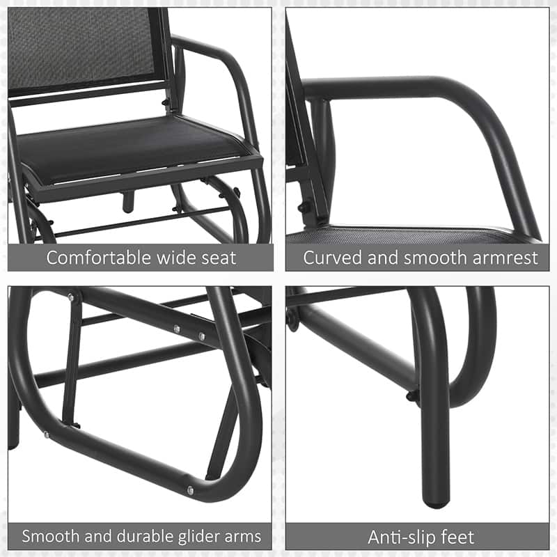 Outsunny Glider/Rocking Chair Set with Breathable Mesh Fabric, Curved Armrest