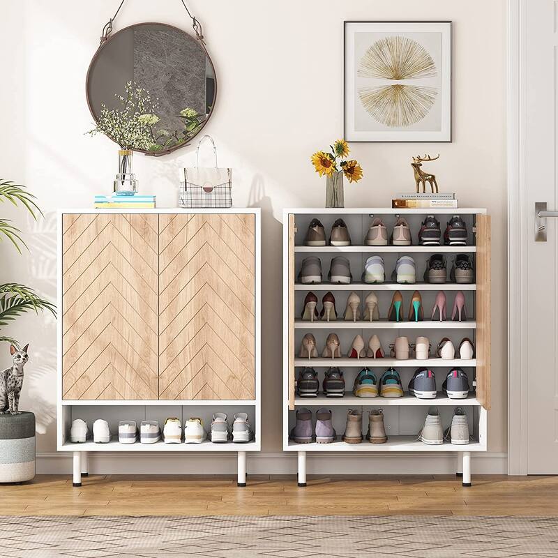 18 Pair Shoe Storage Cabinet for Entryway Shoe Rack Organizer