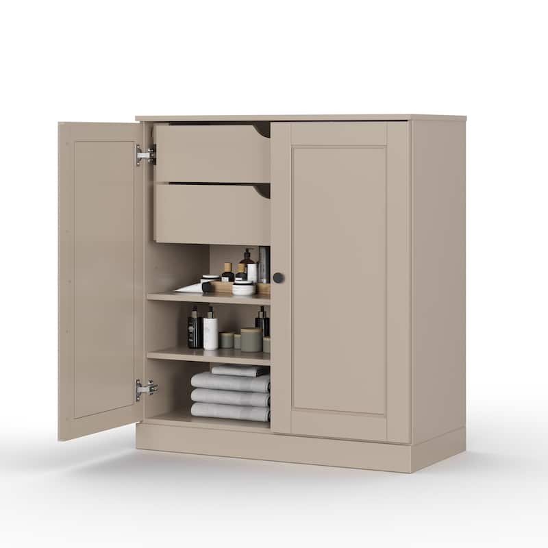 Palace Imports 100% Solid Wood 32" Bathroom Cabinet with Solid Doors, 2-Drawers and Adjustable Shelves