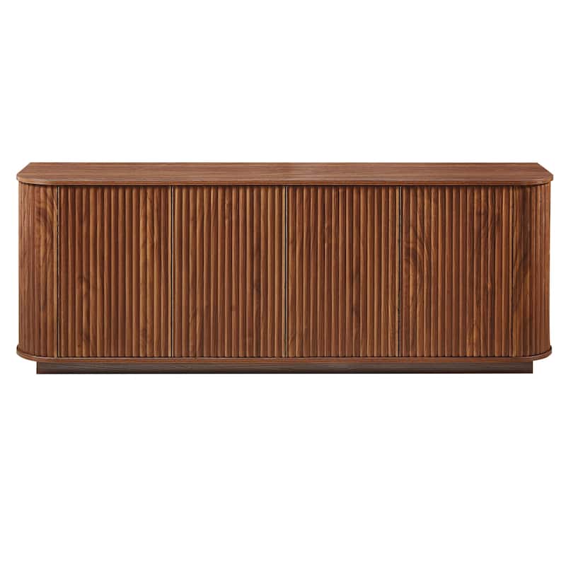 Wave-Patterned Sideboard Storage Cabinet - Wooden TV Stand With Vertical Stripes For Kitchen, Bedroom Or Entryway