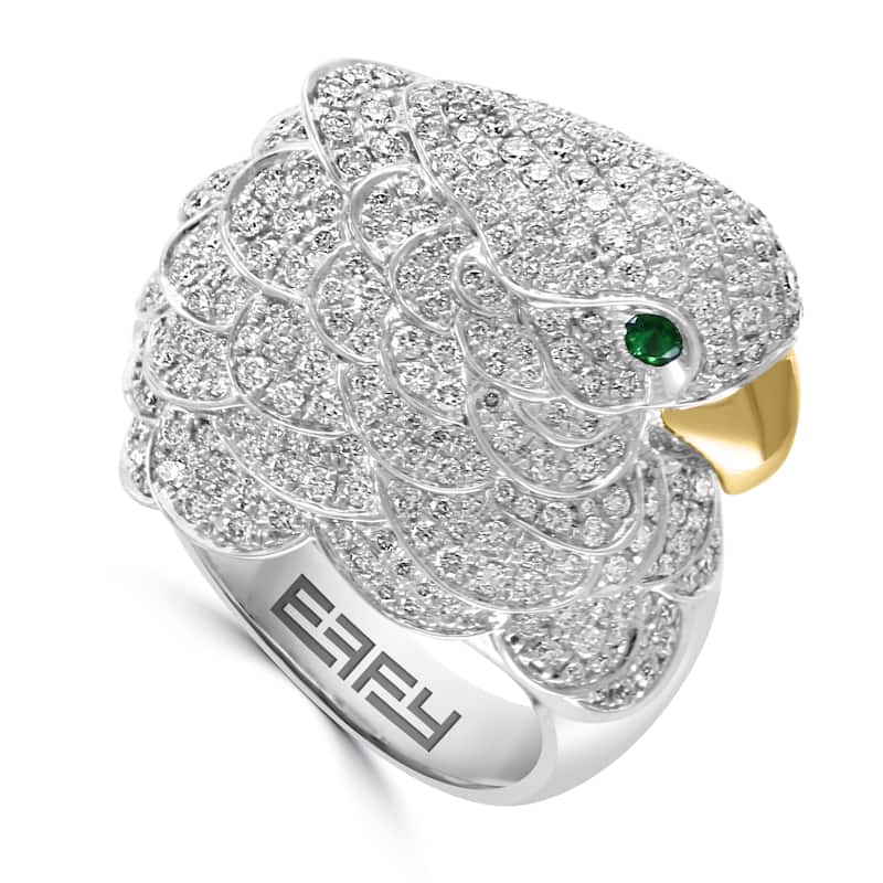 Effy Women's 18K White & Yellow Gold Diamond,Tsavorite Ring