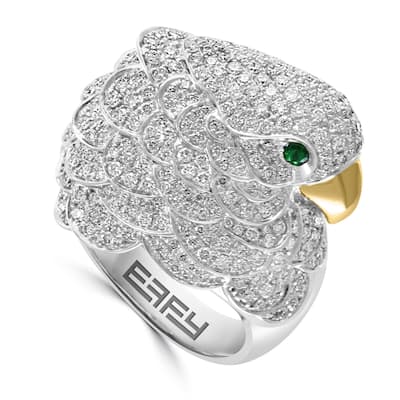 Effy Women's 18K White & Yellow Gold Diamond,Tsavorite Ring