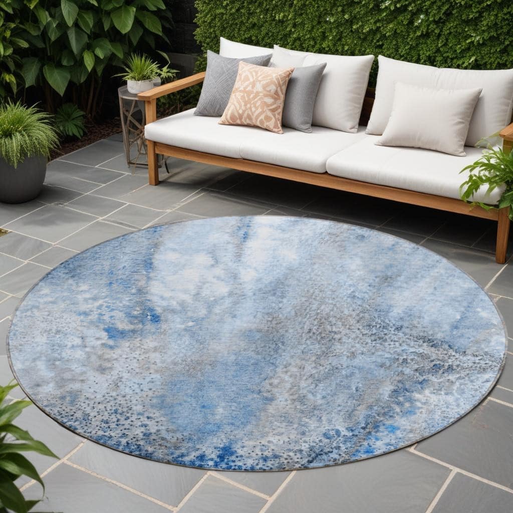 Alriz Unique Abstract Weather Resistant Modern Chic Round Outdoor Rug