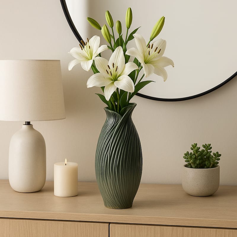 Ceramic Stylish Rubpert Contemporary Vase - Green