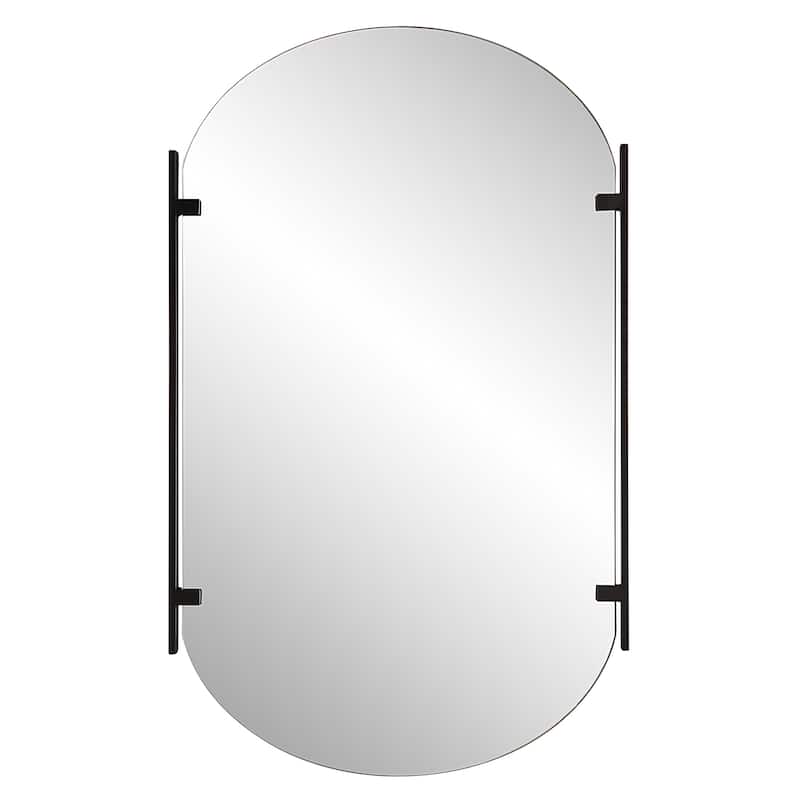Porch & Den Frameless Wall Mirror with Satin Black Metal Holders
