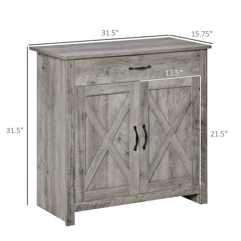 Farmhouse Sideboard Buffet Cabinet, Barn Door Style Kitchen Cabinet, 32" Accent cabinet for Kitchen, Living Room or Entryway