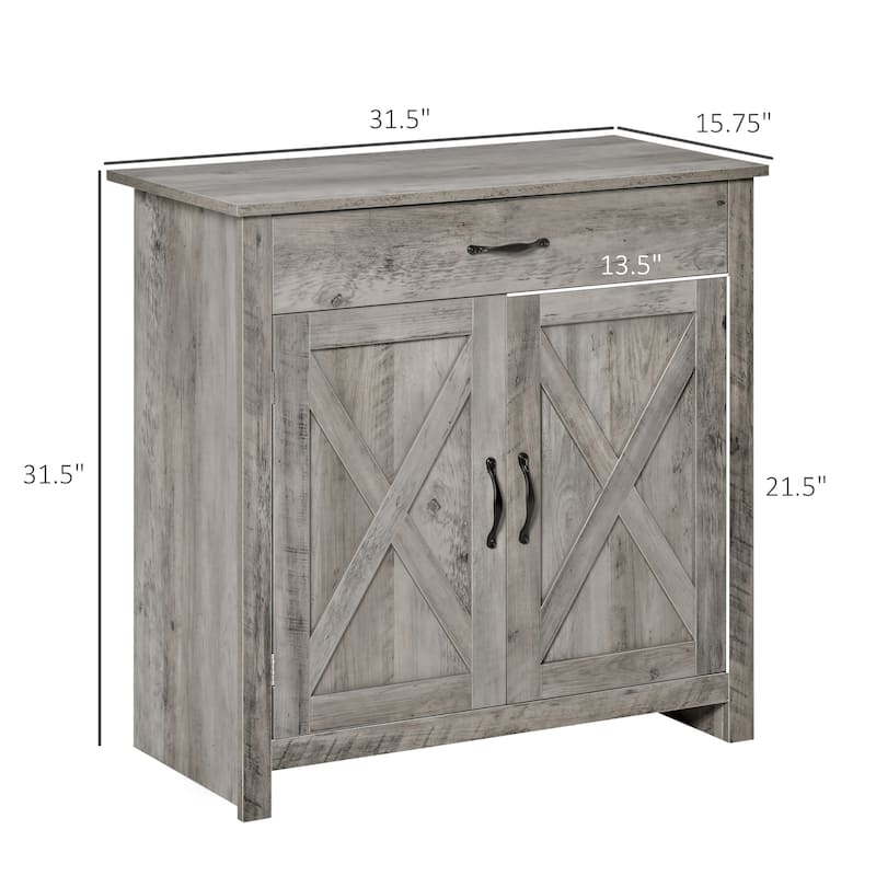 Sideboard Buffet Cabinet, Barn Door Style Kitchen Cabinet, 32" Accent cabinet for Kitchen, Living Room or Entryway