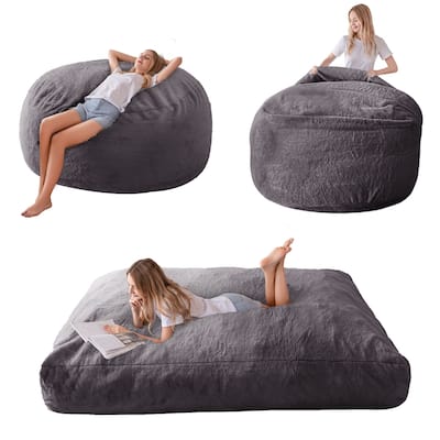 Giant Convertible Bean Bag Chair, Folds from Beanbag to Floor Mattress Bed