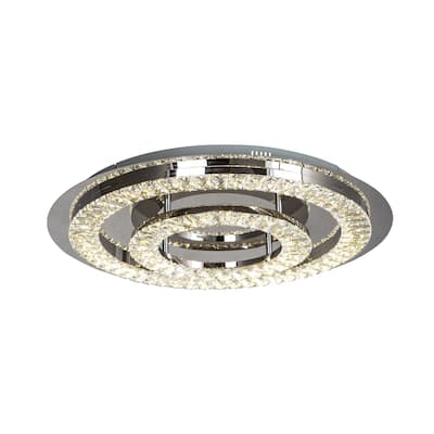 LED Chrome Flush Mount with Clear Crystal Accents