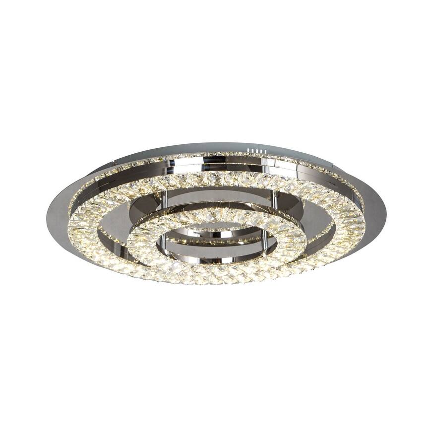 LED Chrome Flush Mount with Clear Crystal Accents