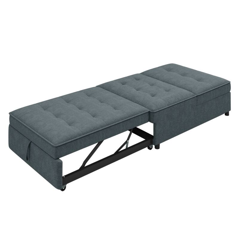 72.5" Linen 4-in-1 3-Seater Sleeper Sofa with 5-Level Adjustable Backrest And Storage Pocket