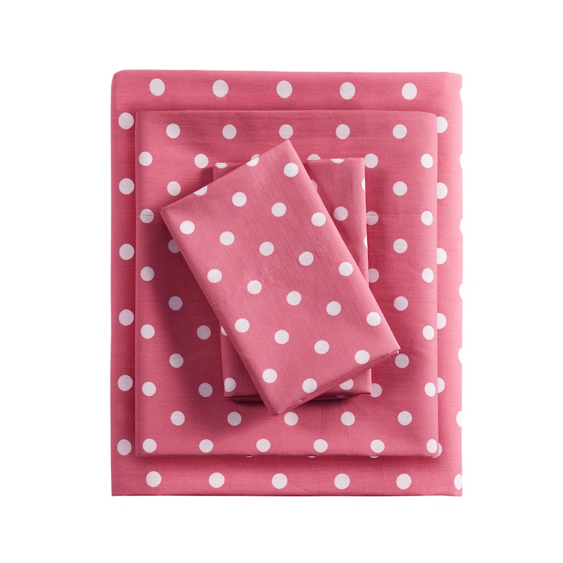 Intelligent Design Polka Dot Printed 100% Cotton Sheet Set