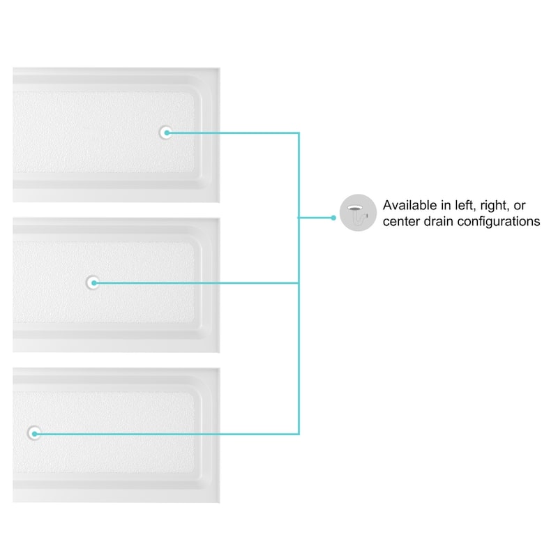 Indigo Home 60x32 inch Single Threshold Shower Tray Left Drain in White