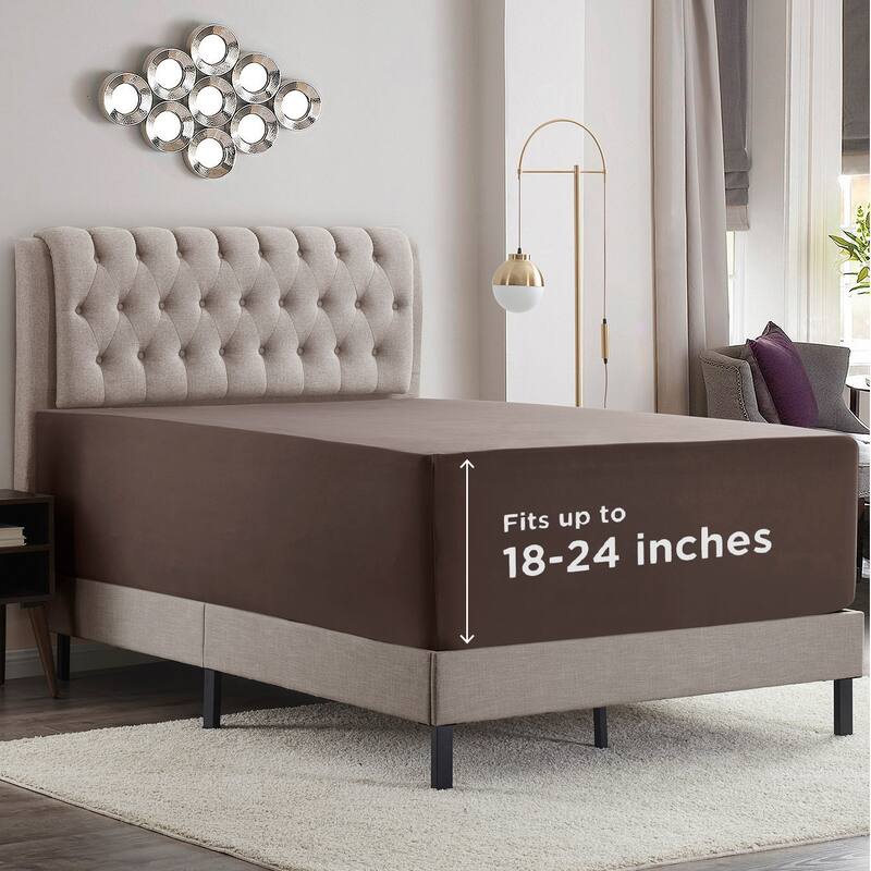 Empyrean Bedding Extra Deep Pocket Microfiber Fitted Sheet Set - Chocolate Brown - Twin