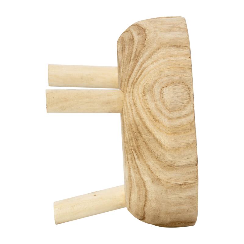 Sagebrook Home Paulownia Wood Decorative Bowl with Tripod Legs - Handcrafted Coastal Accent for Modern and Rustic Decor