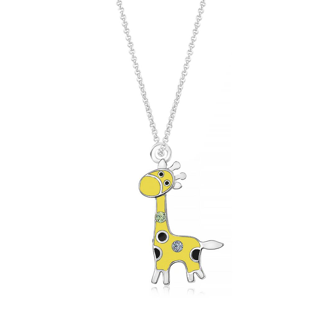 Giraffe Crystal White Gold Palladium Plating Hypoallergenic Kids Necklace