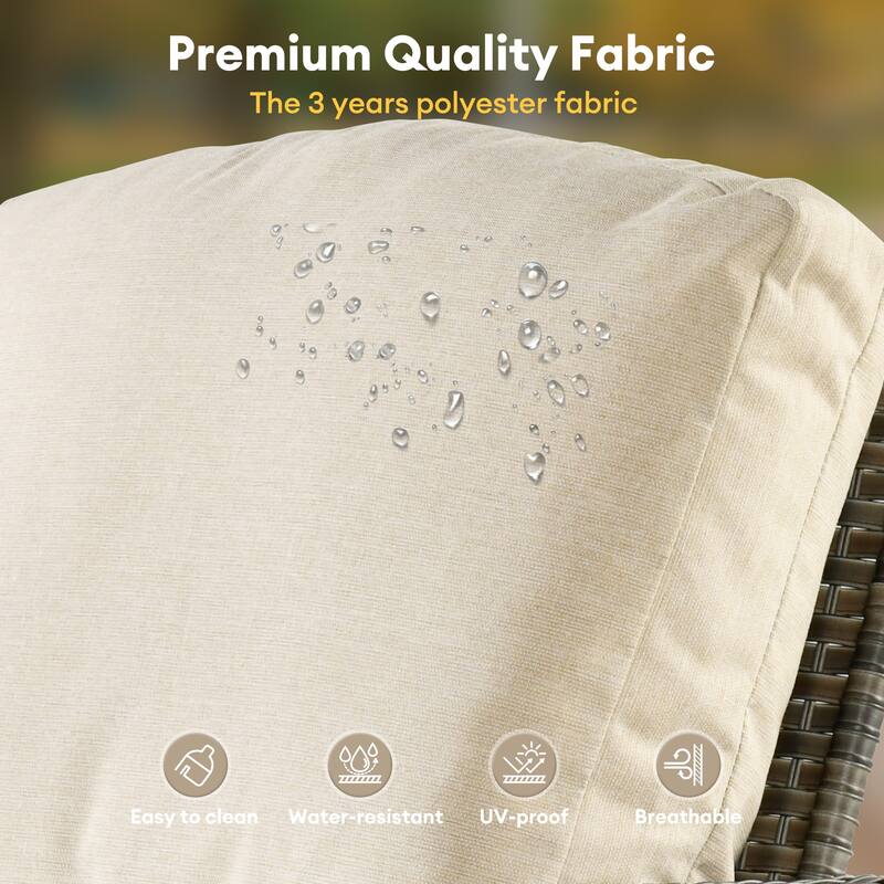 HOOOWOOO 5-piece Grey Wicker Furniture Chat Set Patio Conversation Set with Swivel Chair