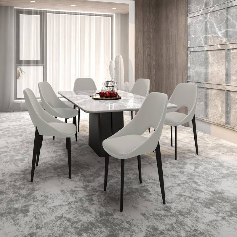 Amalfi Set of 2 Dining Chairs- Elegant Mid-Century Modern Chair w Open Back & Metal Legs for Kitchen, Dining Room & Small Spaces