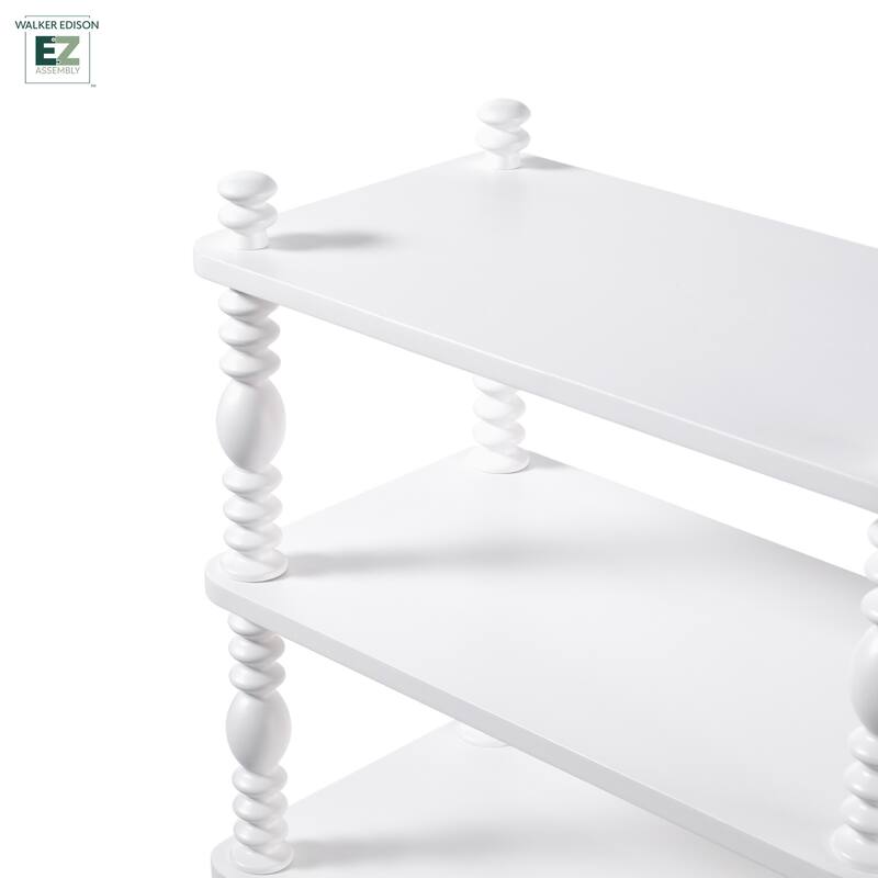 Walker Edison Easy Assembly Solid Wood Short Bookshelf with Wood-Turning Details
