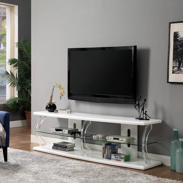 Furniture Of America Lald Modern Glass 60 Inch Tv Stand With Led Overstock 20865583