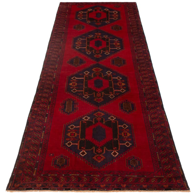 ECARPETGALLERY Hand-knotted Teimani Red Wool Rug - 4'4 x 12'10