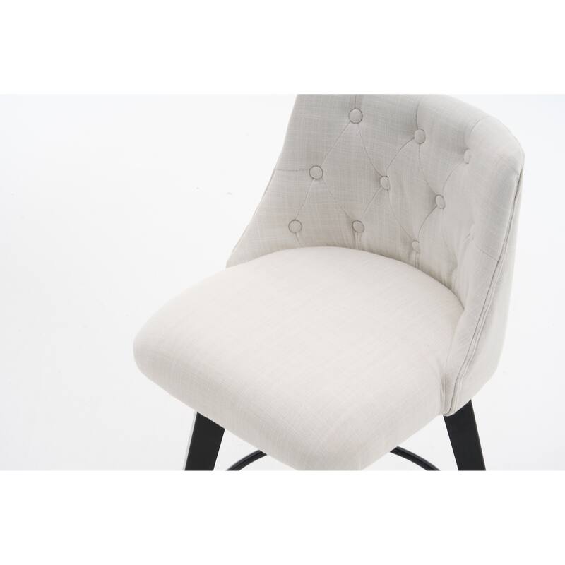 25" Swivel Bar Stools Set Of 2-Modern Counter Height Stools With Linen Upholstery&Button Tufted Back