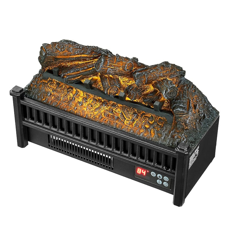 1500W Electric Log Heater with Timer and Remote Adjustable Brightness - 20-Inches