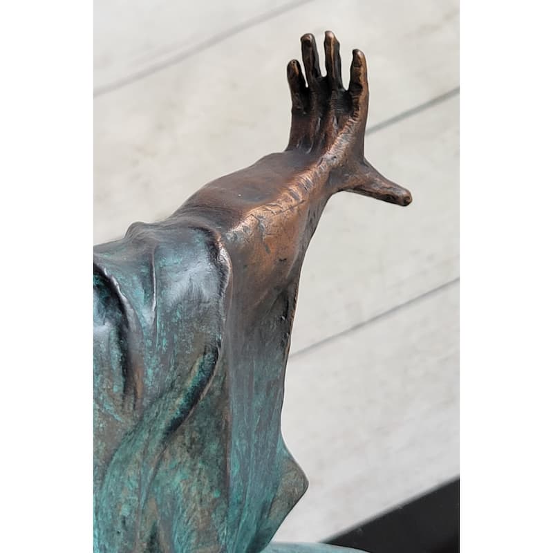 Powerlifter Weight Lifter Bodybuilder Bronze Statue Sculpture Figure On Marble Base Original Art