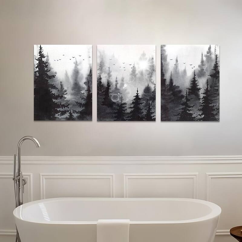 Black and White Forest Scenery Wall Paintings Modern Abstract Art