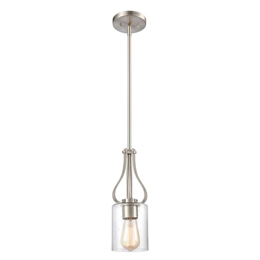 Elk Home Market Square Brushed Nickel With Seedy Glass 1 Light Pendant