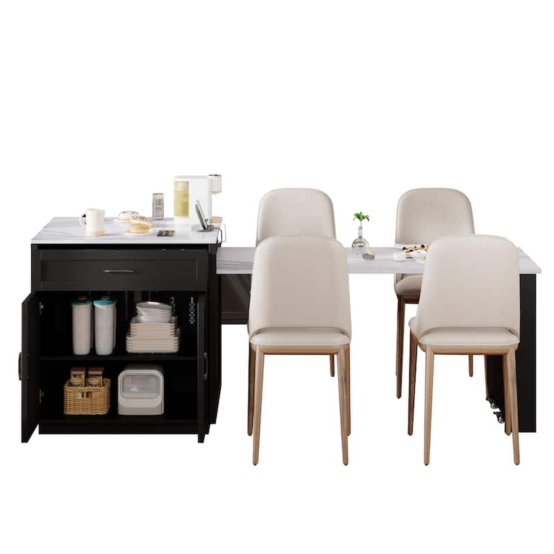 Tinny MDF Kitchen Island with Extendable Dining Table(32-in x28-in x36-in)