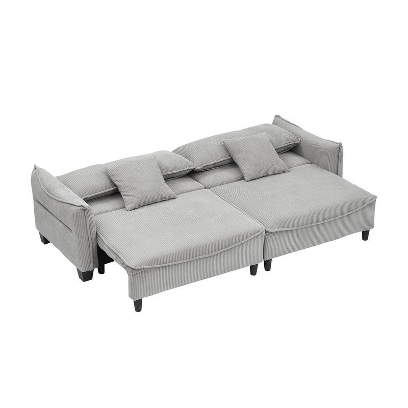154.32" Corduroy Three-Seater Upholstered Sofa Bed