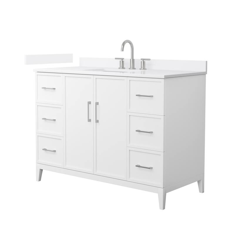 Wyndham Collection WCH717148S-QTZ-US3MXX Elan 48" Free Standing Single - White / White Quartz Top / Brushed Nickel Hardware