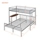 preview thumbnail 4 of 7, Twin Over Full Metal Bunk Bed Frame with Desk, Ladder & Quality Slats