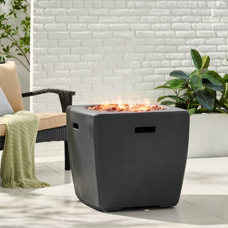 Holmwood Outdoor 40,000 BTU Lightweight Concrete Square Fire Pit by Christopher Knight Home - Grey