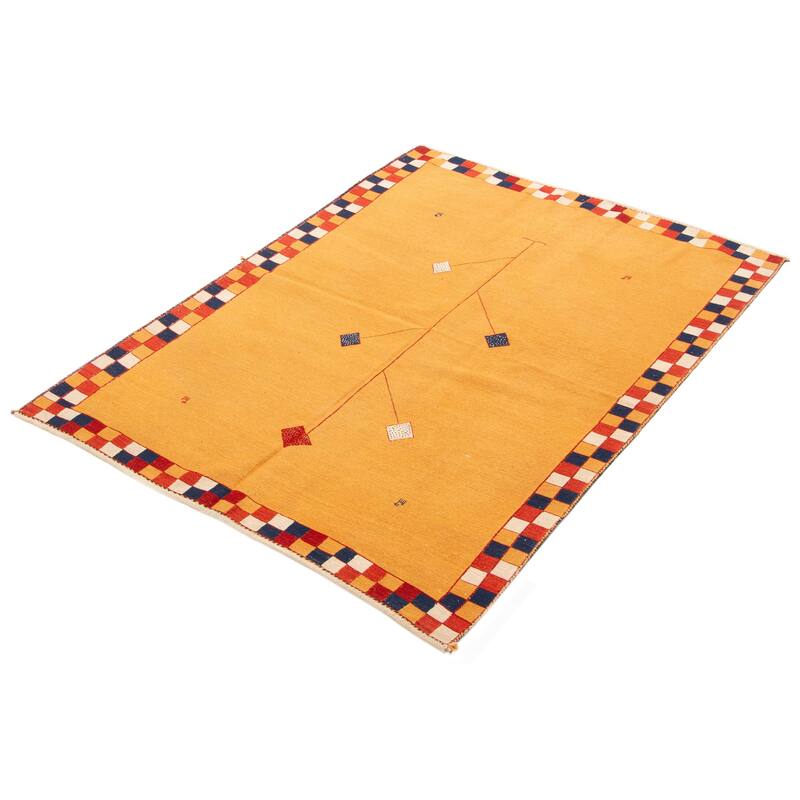 ECARPETGALLERY Flat-Weave Kashkuli Light Orange Wool Tapestry Kilim - 5'0 x 6'11