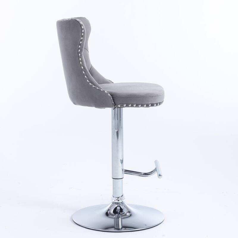 Bar stools with Backs Luxurious Velvet Swivel - Adjustable Height, Set of 2