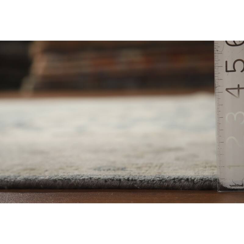 Slate Oushak Indian Area Rug Hand-Knotted Wool Carpet - 7'10" x 9'9"