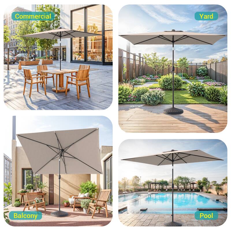 BONOSUKI LED 10 x 6.5ft Outdoor Umbrellas Patio Market Table Umbrellas