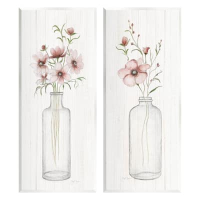 Stupell Pink Blooms Bouquet Arrangement 2 Piece Wall Plaque Art Set by Janet Tava