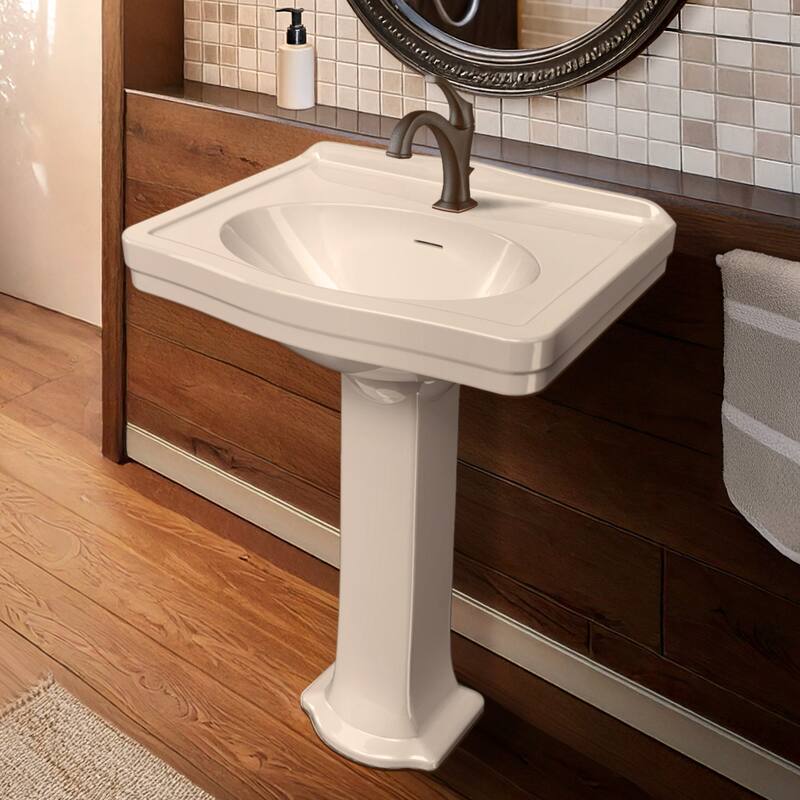 23" Traditional Pedestal Sink with an Integrated Oval Bowl, Low-Rise Backsplash & Overflow - 23" - 1 Hole