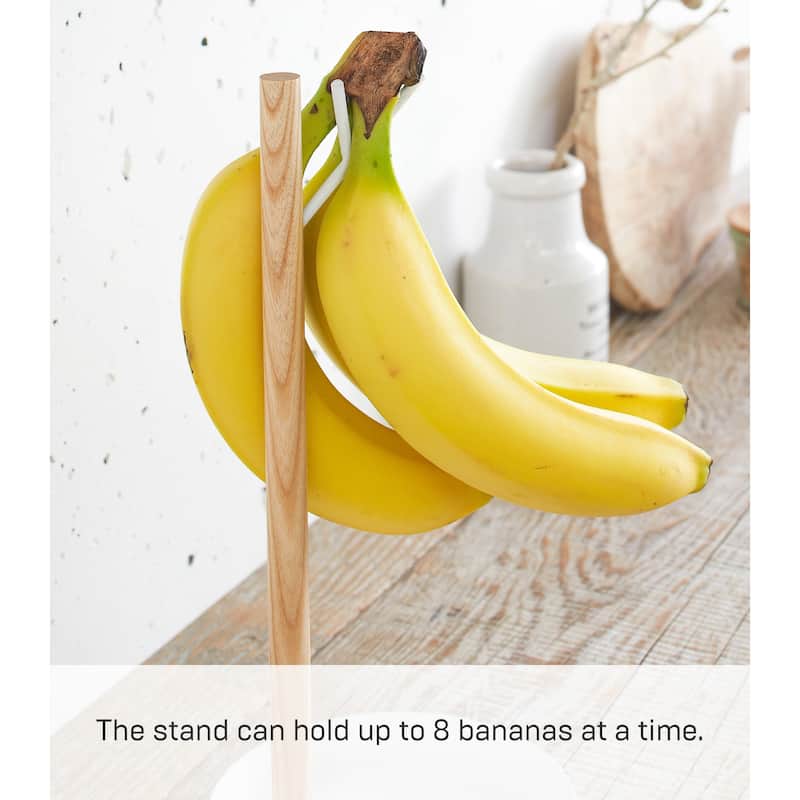 Yamazaki Home Banana Stand, Steel and Wood - L 5.12 x W 5.12 x H 11.02 inches