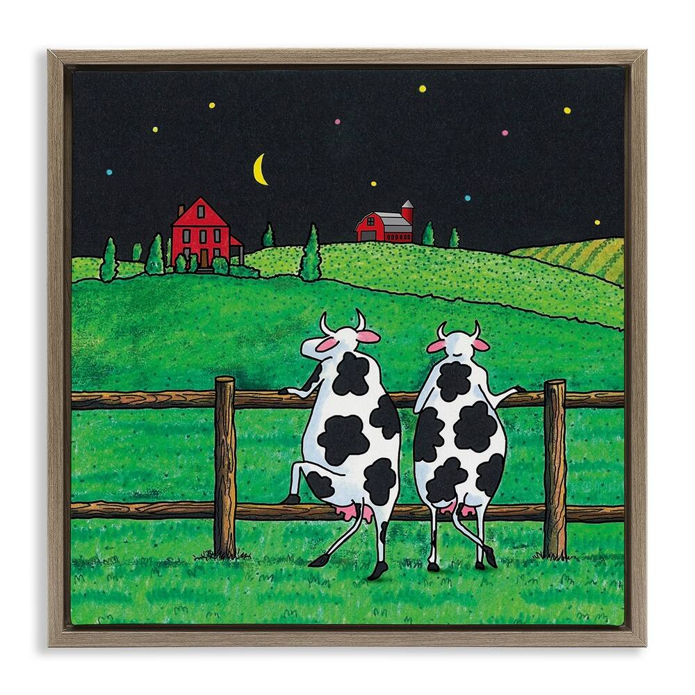 Stupell Girls Night Out Cows Framed Floater Canvas Wall Art Design By Roger Straub