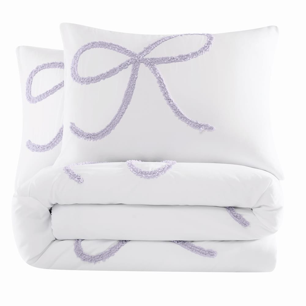Truly Soft Textured Bow 3 Piece Comforter Set