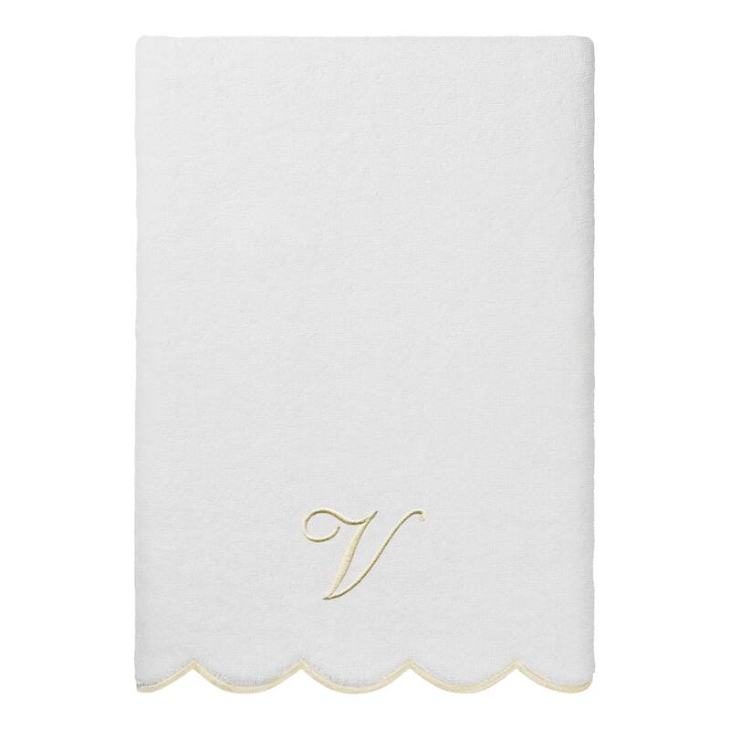 Authentic Hotel and Spa 100% Turkish Cotton Beige ADORNIA Scallop Personalized 3 Piece Towel Set - 3 Piece Set