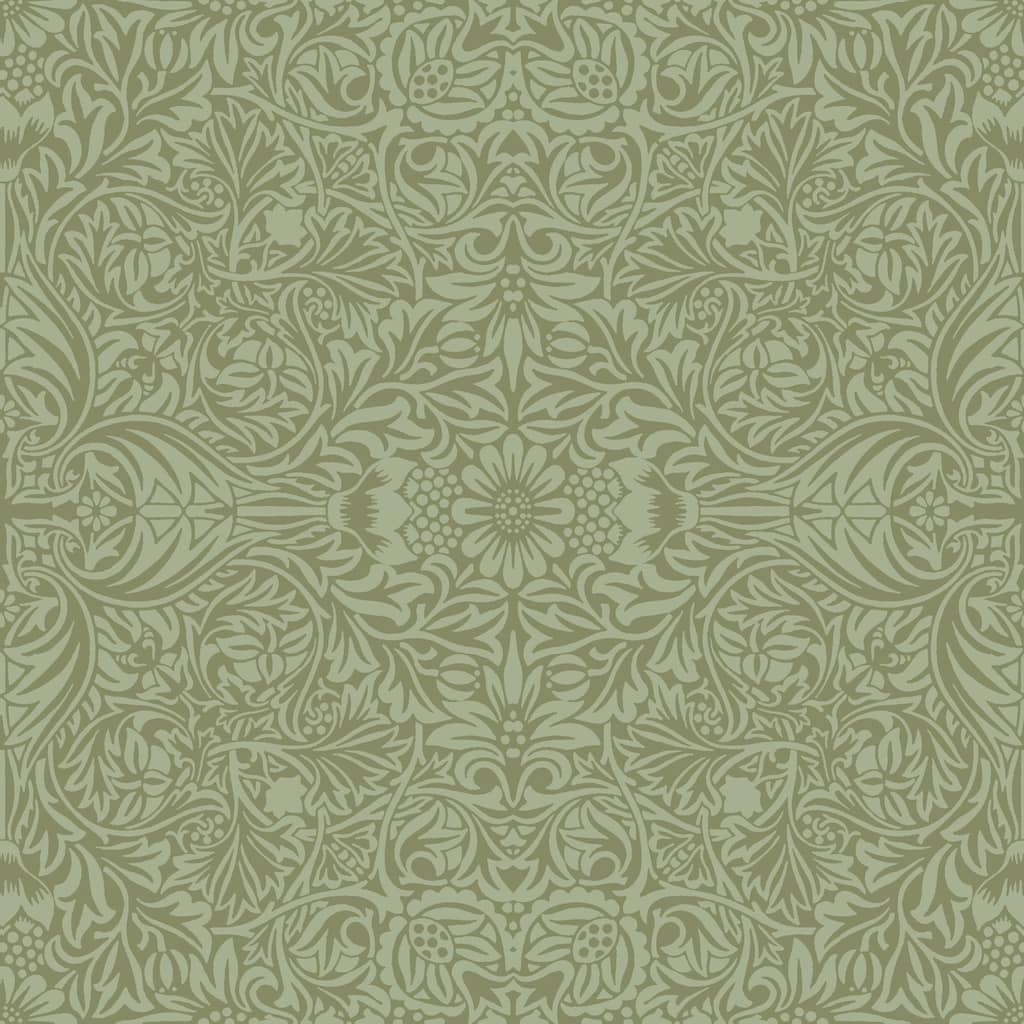 Ceiling Green Intricate Floral Wallpaper