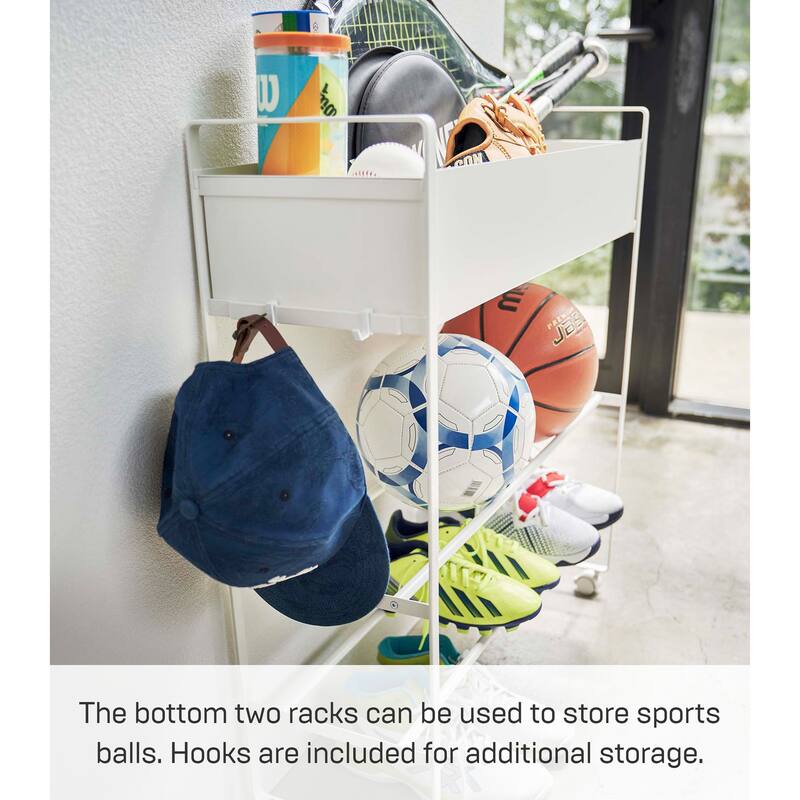 Yamazaki Home Entryway Storage Cart, Steel, Holds 6 pairs of shoes, Wheels - L 8.66 x W x H 29.33 inches